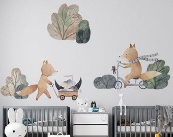 Fox / Animal / Bike / Trolley / Tree / Animals / Moon / Stars / Wall stickers / Decals / Self-adhesive / Eco-Friendly