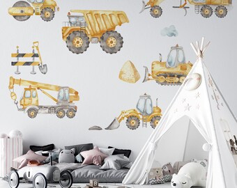 Construction machines / Bulldozers / Capsize / Road roller / Wall stickers / Decals / Self-adhesive / Eco-Friendly