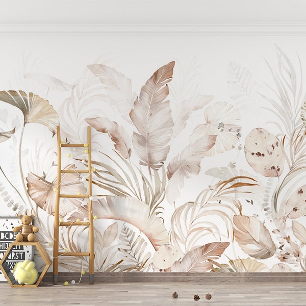 Flower / Leaves / Meadow / Tropical / Watercolor / Non-Woven wallpaper / Eco-Friendly