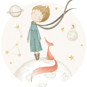 Little prince / Fox / Rose / Planets / Stars / Decals / Self-adhesive / Eco-Friendly image 2