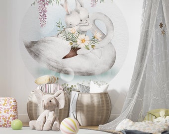 Swan's lake / Rabbit / Mouse / Flowers / Leaves / Decals / Self-adhesive / Eco-Friendly