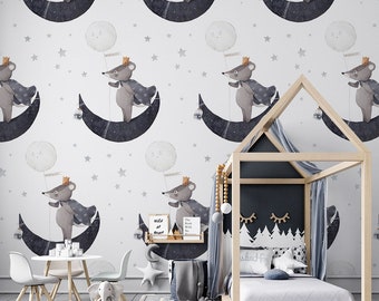 Retro-pursuit / Mouse / Stars / Planets / Non-Woven wallpaper / Eco-Friendly