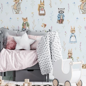 Retro / Vintage / Tiere / Fuchs / Kaninchen / Maus / Waschbär / Gans / Eichhörnchen / Otter Aquarell / Vliestapete / Umweltfreundlich