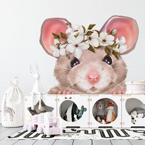Mouse / Wreath / Flowers / Decals / Self-adhesive / Eco-Friendly