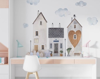 Tenements / Old town / Houses / Decals / Self-adhesive / Eco-Friendly