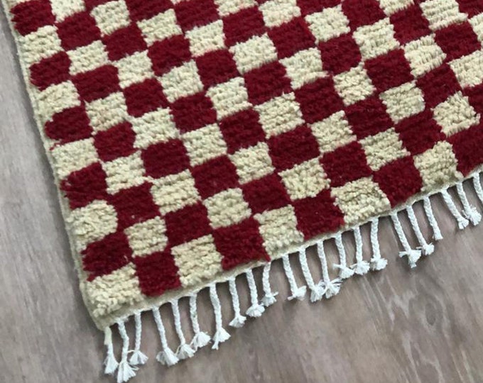 Morrocan Berber wool checkered area rug!