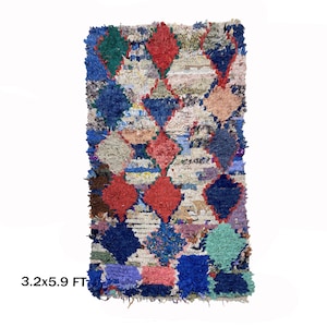 Vintage Woven Moroccan Boucherouite Area Rug 3x6.