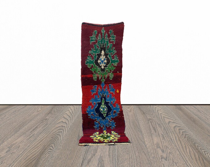 Narrow runner rug, 2x9 feet moroccan runner rug, vintage runner rug, unique tribal runner rug.