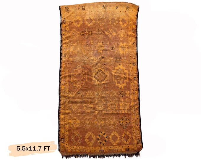 Moroccan Area Rug 6x12, Large Vintage Floor Rug.