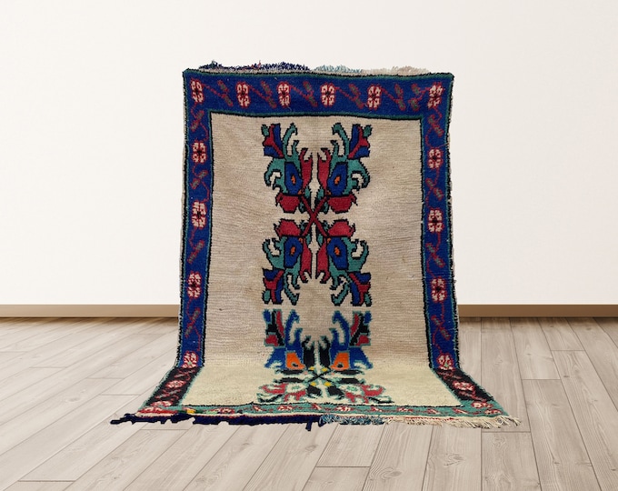 3x6 ft Colorful Morrocan Boho Vintage Berber rug.