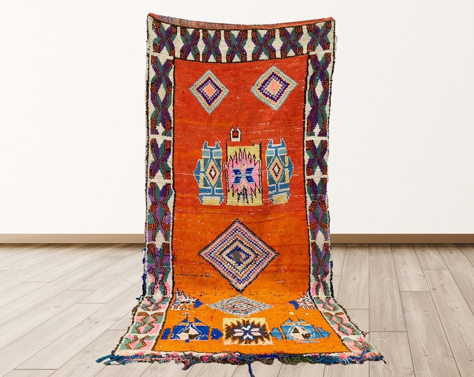 4x8 feet tribal Moroccan vintage rug.