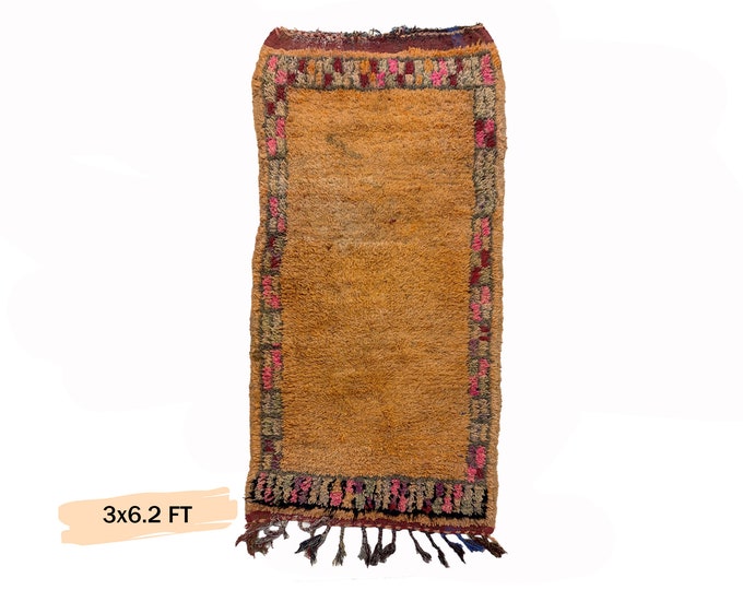 Small Moroccan Vintage Boho Runner Rug 3x6.