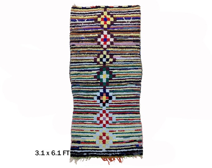 Vintage Moroccan Boho Runner Rug 3x6, Tribal Home Decor.