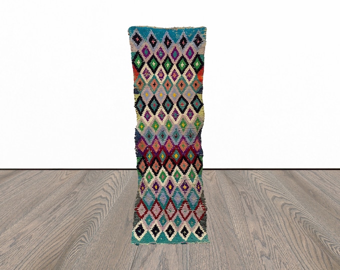 Entryway runner rug, 2x6 feet vintage moroccan runner rug, colorful tribal runner rug, berber runner rug.