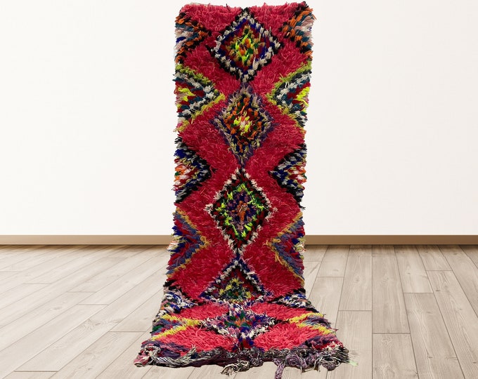 Moroccan runner rug 3x9 ft, Vintage tribal Moroccan rug runner.