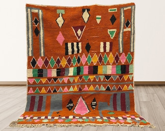 Boho Chic Moroccan Rug: Colorful Handwoven Berber Area Rug.