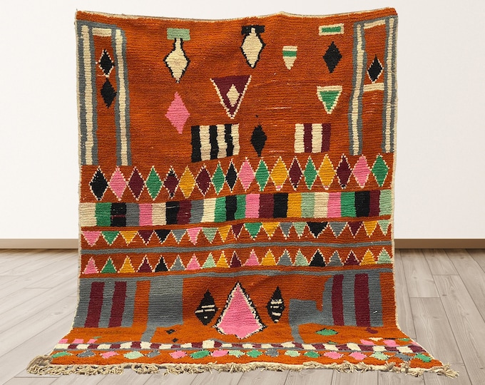 Boho Chic Moroccan Rug: Colorful Handwoven Berber Area Rug.