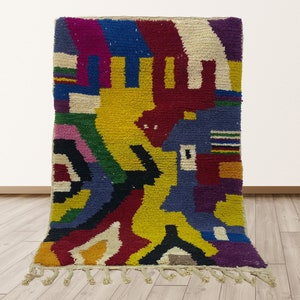 Moroccan Colorful Area Rug: Handmade Berber Style.