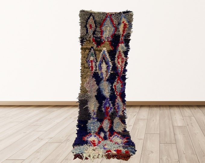 2x8 feet narrow runner rugs, Moroccan Berber Vintage Runner Rug.