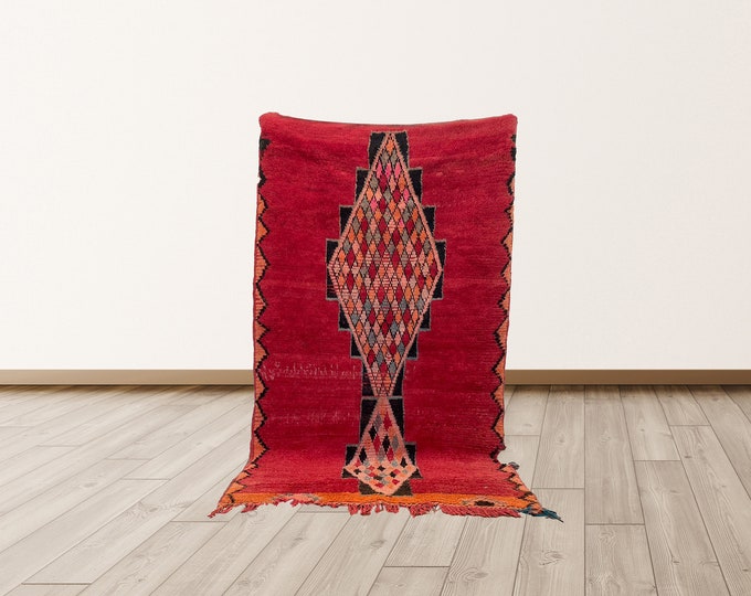 Moroccan 4x7 ft Boho Vintage Berber rug.