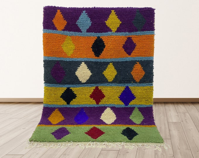 Custom Moroccan Area Rug: Unique Diamond Pattern Rug.