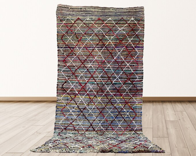 4x8 feet Azilal Moroccan vintage Berber rug, Berber Bohemian rugs.