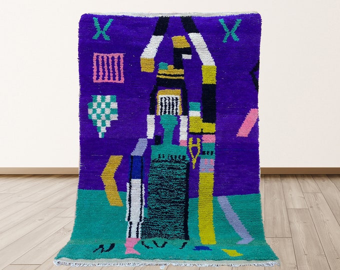 Custom Moroccan Handmade Wool Area Rug.