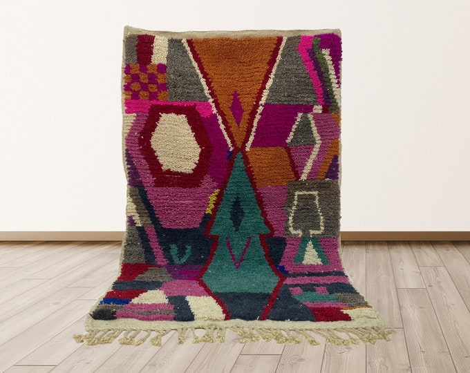 Personalized Moroccan Area Rug: Colorful Handmade Rug.