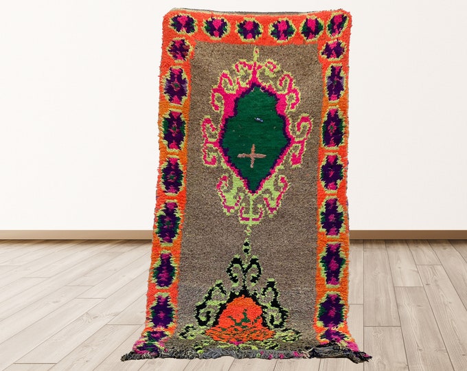 Woven vintage Berber Azilal Moroccan 3x6 ft rug.