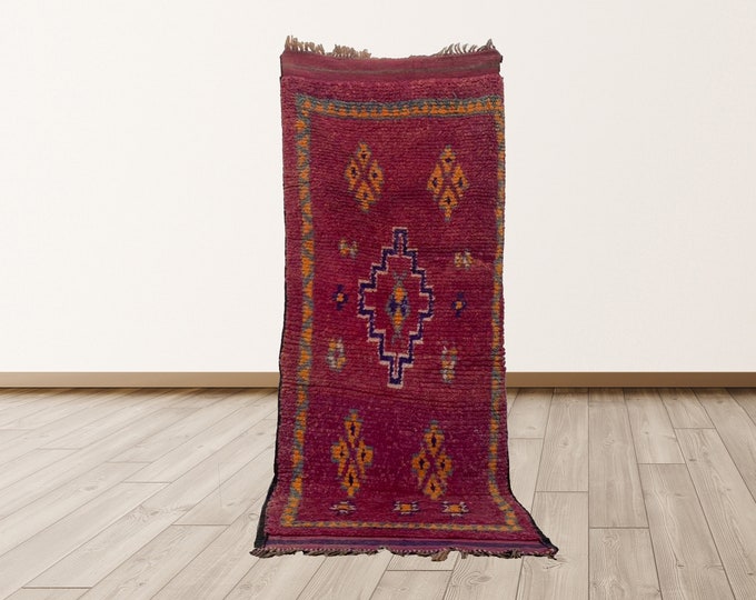 Wool 3x7 feet Moroccan Vintage Rug, Morrocan Berber Vintage Rug.