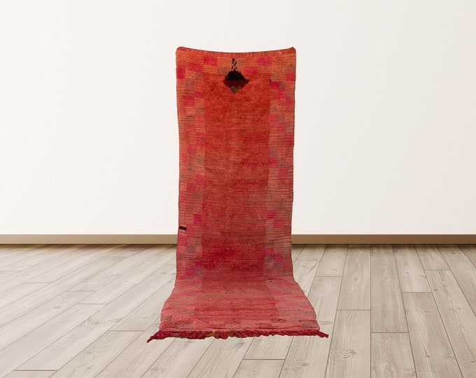 3x11 ft narrow runner rug, Moroccan red runner rug!