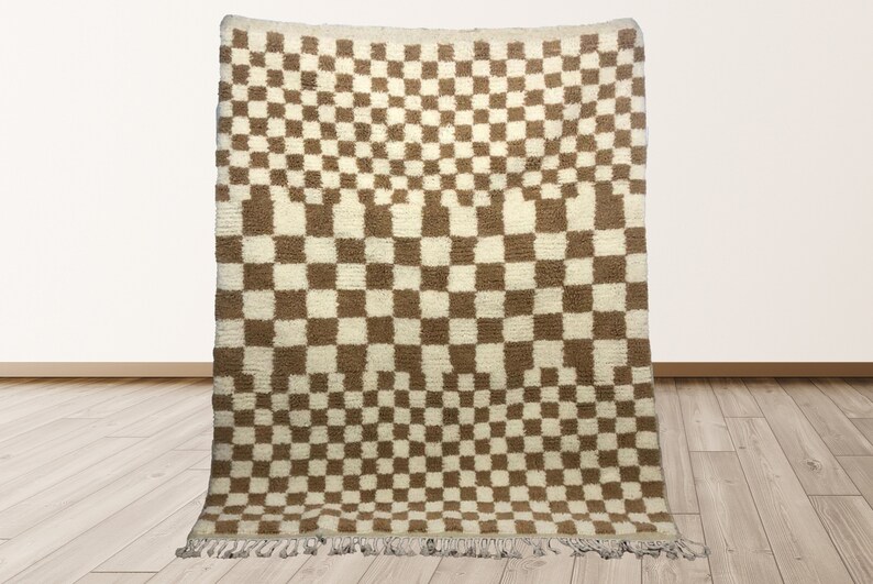 Large Checkered Area Rug Moroccan Checkerboard Rug Etsy