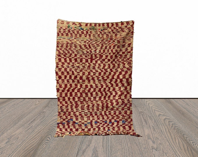 Old moroccan area rug, 4x7 feet berber woven rug, vintage azilal rug, tribal warm rugs.