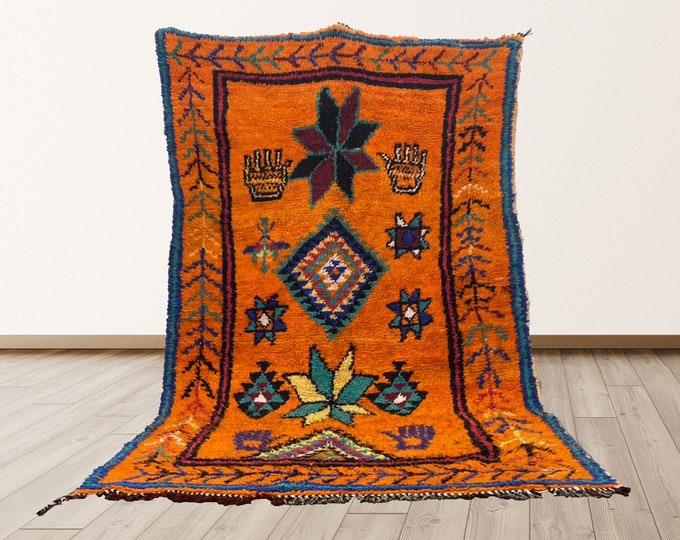 5x7 ft woven Rug, Colorful Moroccan Wool Rug, Bedroom Rug, Boho Area Rug.