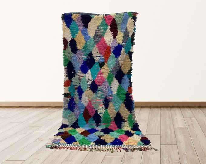 7x3 feet Colorful Berber Vintage Moroccan rugs, vintage Berber Bohemian runner rugs.