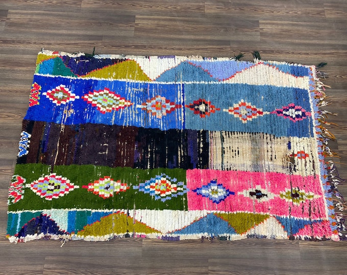 7x4 feet Tribal Moroccan Vintage small rug, Vintage Moroccan Berber rug.