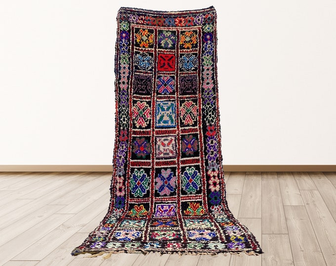 3.3x9.5 feet Moroccan Berber runner rug, Tribal Wool Vintage rugs.