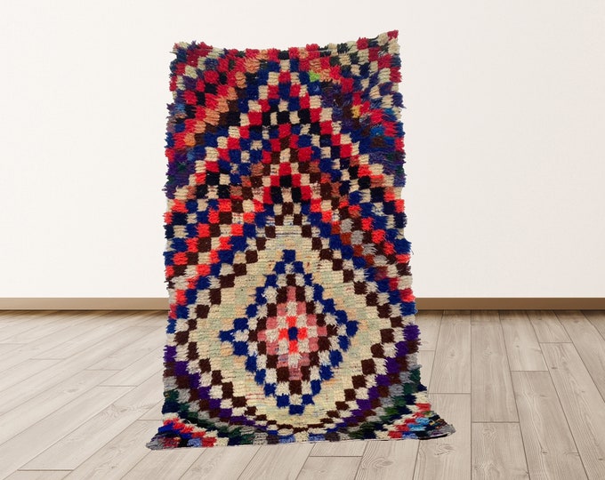 4x7 ft For Living Room Area Morrocan Berber Vintage Rug.