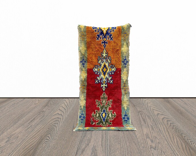 Small woven berber runner rug, 3x8 feet moroccan runner rug, vintage rug runner, unique rug runner.