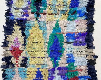 Unique Boucherouite Moroccan Rug 4x10 - Vintage Runner for Home