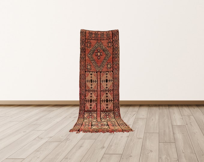 3x9 ft Berber Moroccan Vintage Rug, Azilal Berber Vintage Rug.