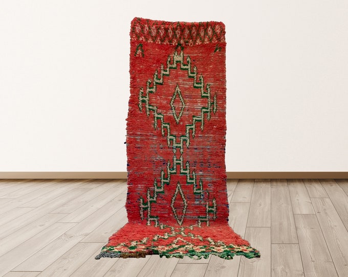 3x9 ft runners bohemian rug, Moroccan Vintage Rug, Morrocan Berber Vintage Rug.