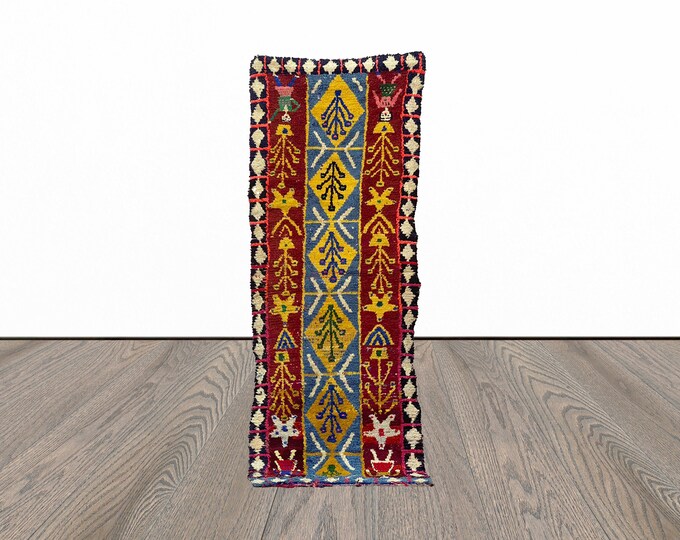 Small entryway runner rug, 2x7 feet vintage rug runner, moroccan runner rug, berber runner rug.