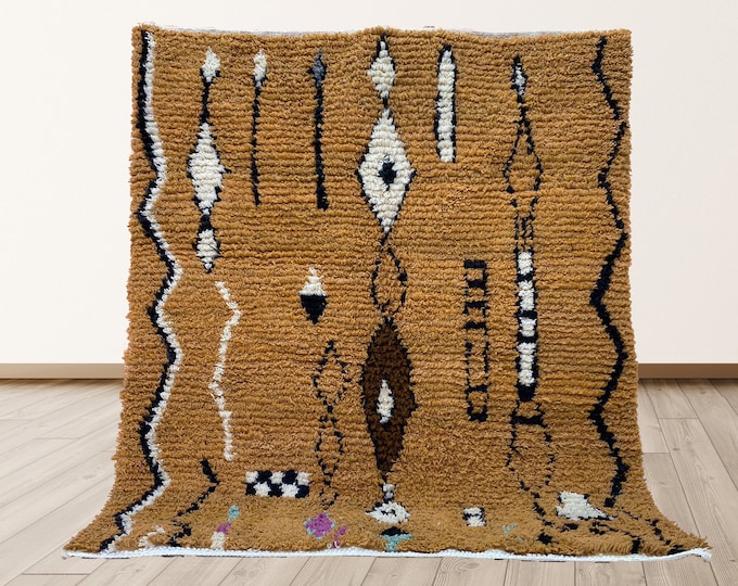 Personalized Moroccan Area Rug, Wool Handmade Diamond Design Rug.