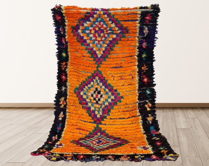 3x6 ft VINTAGE Boujad Morrocan Berber Bohemian runner rug..