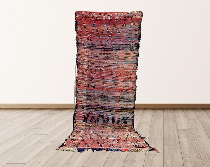 Tribal Azilal Berber Vintage Morrocan 3x8 ft Runners Rug.