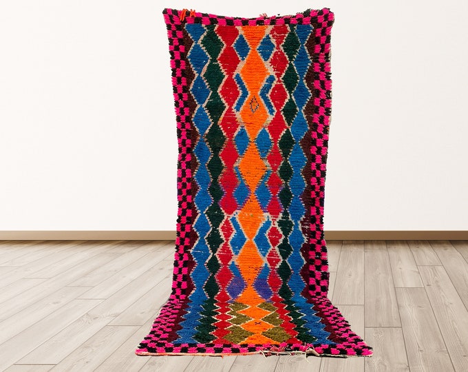 Morocco Vintage Azilal 3x9 feet runner rug, Moroccan Berber Vintage Rug.