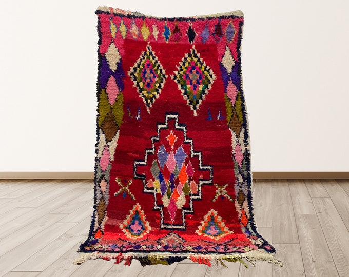 4x7 ft Boujad Morrocan Berber Bohemian rugs, area rug.