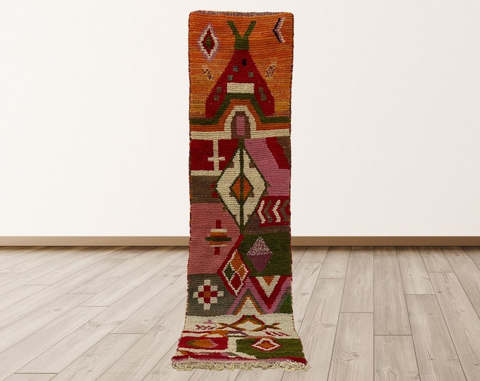 Handmade Moroccan Narrow Runner Rug: Unique Home Decor.