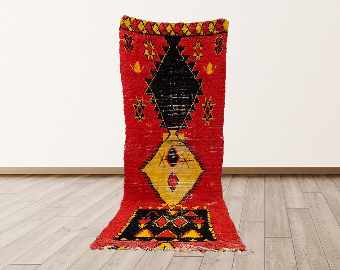3x9 ft Vintage Moroccan rug, Morrocan Berber rug.